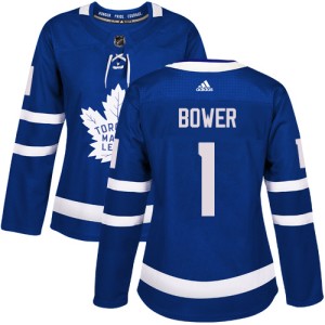 Women's Toronto Maple Leafs Johnny Bower Adidas Authentic Home Jersey - Royal Blue