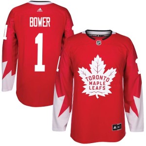 Youth Toronto Maple Leafs Johnny Bower Adidas Authentic Alternate Jersey - Red