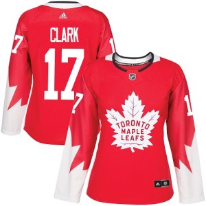 Women's Toronto Maple Leafs Wendel Clark Adidas Authentic Alternate Jersey - Red
