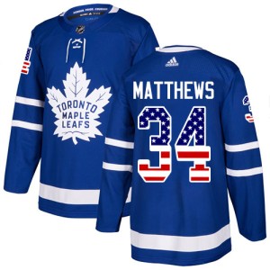 Men's Toronto Maple Leafs Auston Matthews Adidas Authentic USA Flag Fashion Jersey - Royal Blue