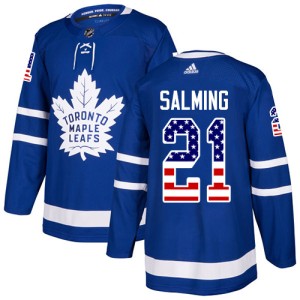 Men's Toronto Maple Leafs Borje Salming Adidas Authentic USA Flag Fashion Jersey - Royal Blue