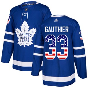 Men's Toronto Maple Leafs Frederik Gauthier Adidas Authentic USA Flag Fashion Jersey - Royal Blue