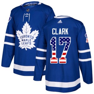 Men's Toronto Maple Leafs Wendel Clark Adidas Authentic USA Flag Fashion Jersey - Royal Blue